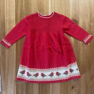 Baby Boden Robin Fair Isle Red Knitted Dress
